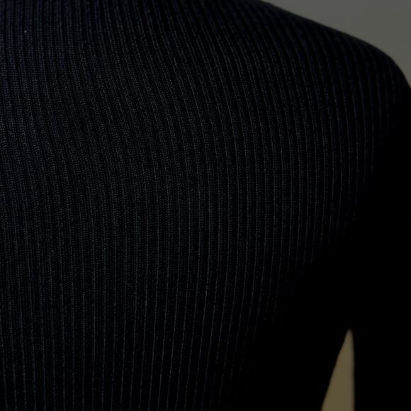 Boston Proper Sweater Sz Sm Black Ribbed Knit Quarter Zip Mock Neck Pullover - Picture 5 of 12